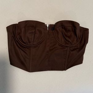 White Fox Boutique Brown Corset Crop Top